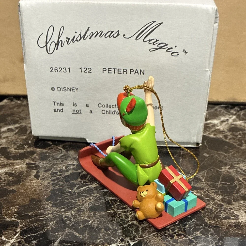 Disney Christmas Magic Peter Pan Plastic Collectible Ornament with Box